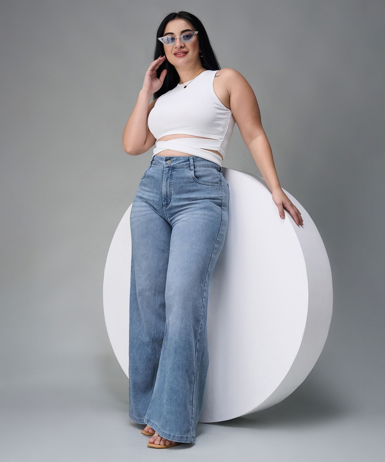 Image of Miss Chase Flared Women Light Blue Jeans