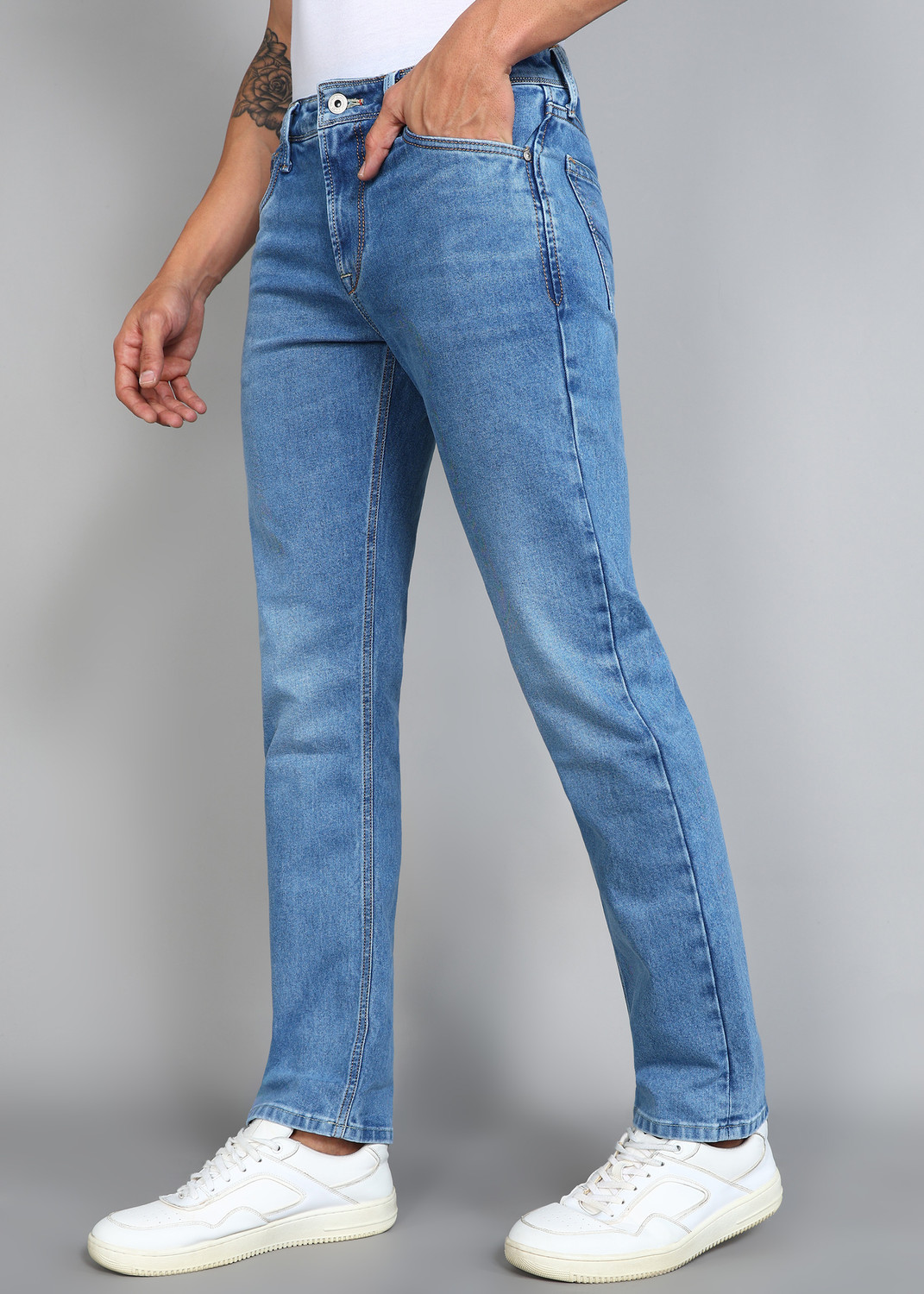 Image of KILLER Men Straight Fit Mid Rise Blue Jeans