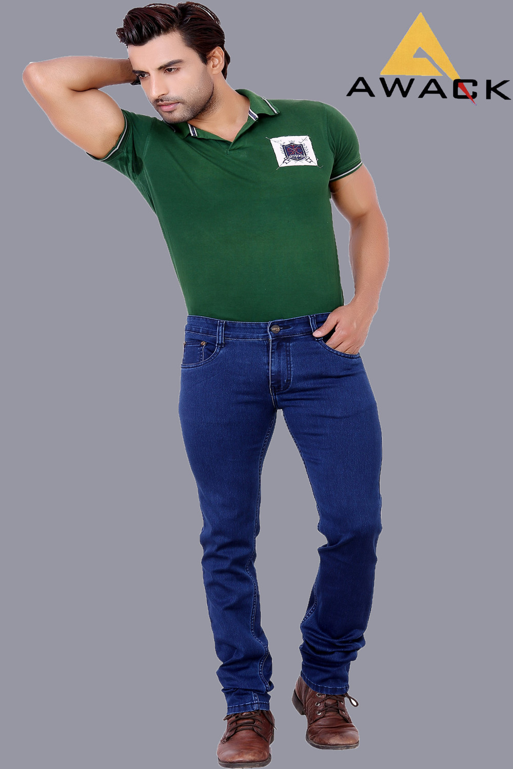 Image of AWACK Slim Men Blue Jeans