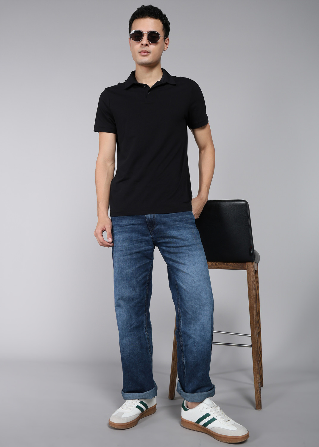 Image of NUMERO UNO Men Loose Fit Mid Rise Blue Jeans