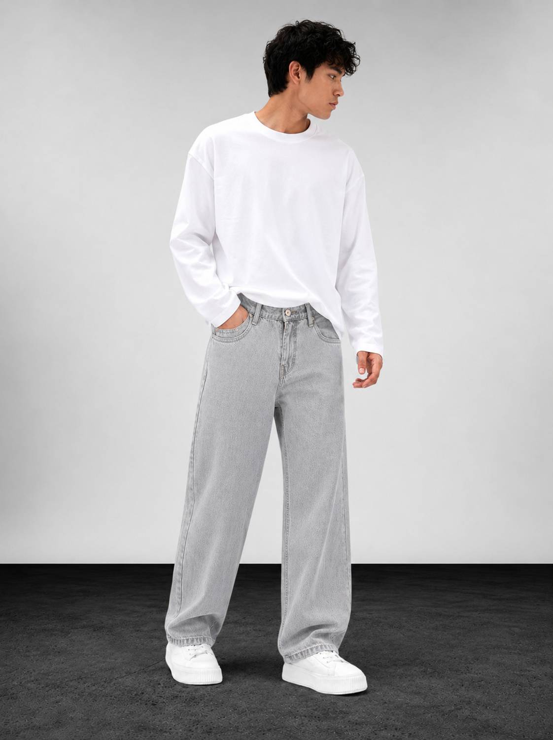 MAVRYK Baggy Fit Men Grey Jeans - Image 2
