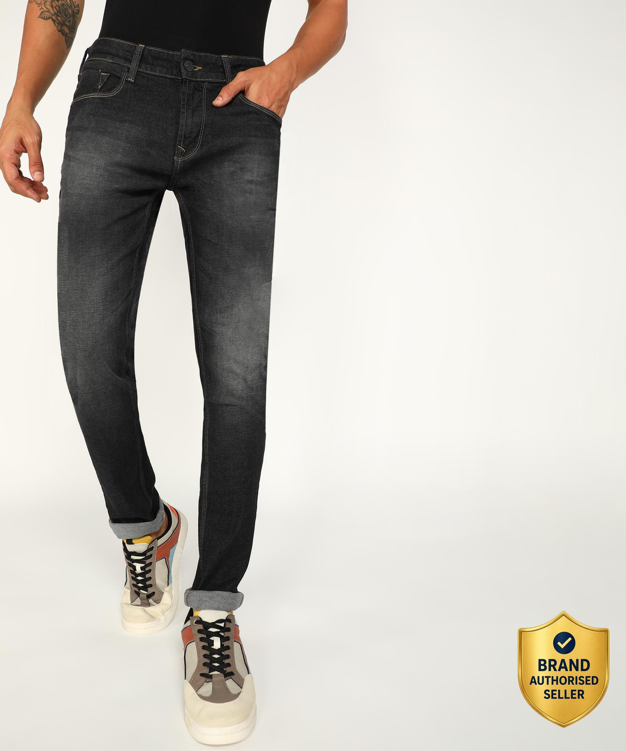 Image of Spykar Slim Men Black Jeans