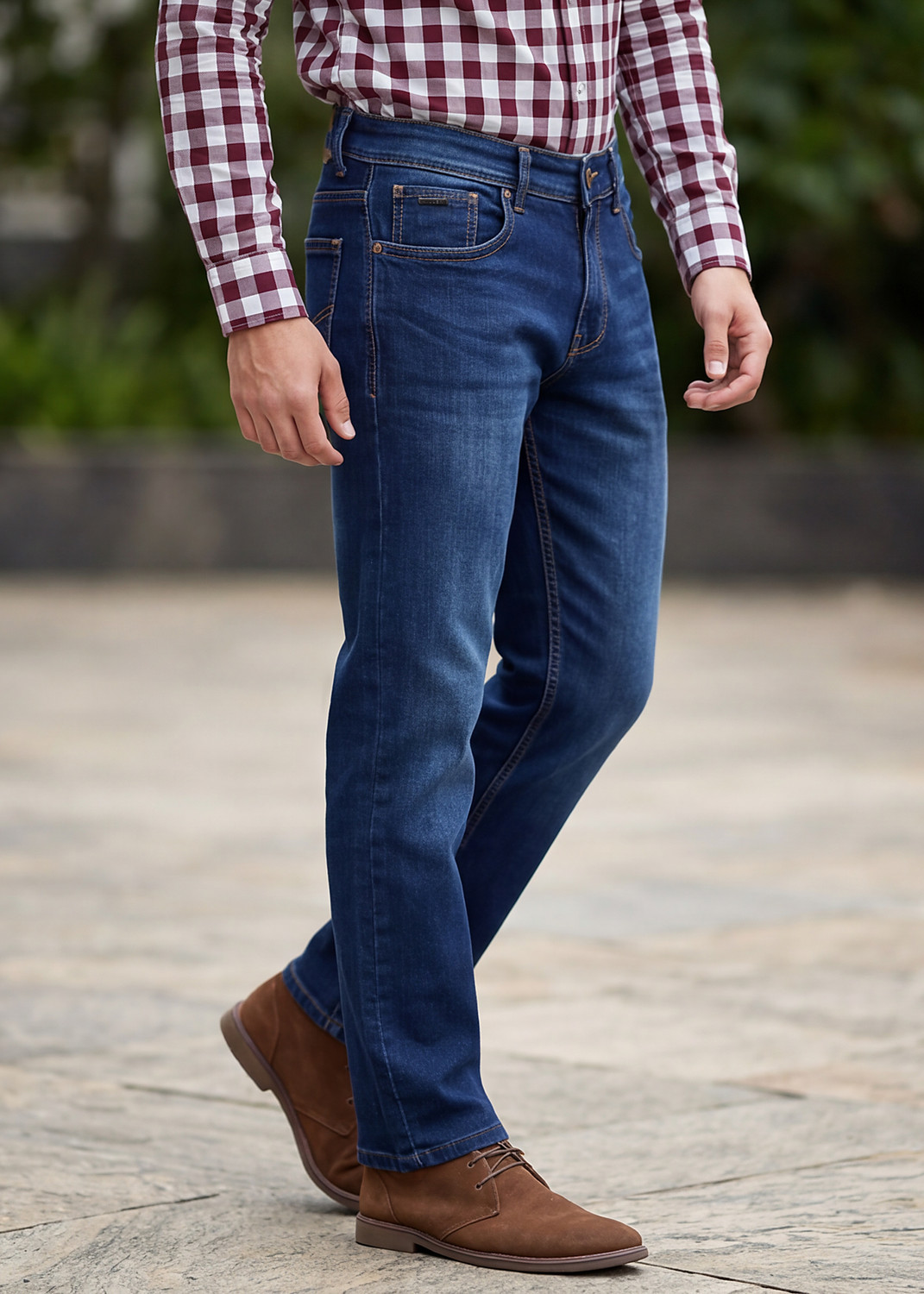 Image of KILLER Men Slim Mid Rise Dark Blue Jeans