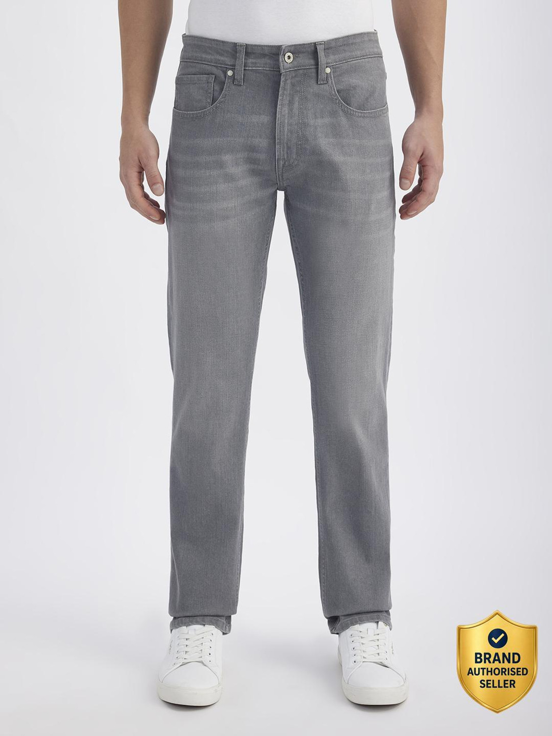 Image of Pepe Jeans Men Straight Fit Mid Rise Grey Jeans