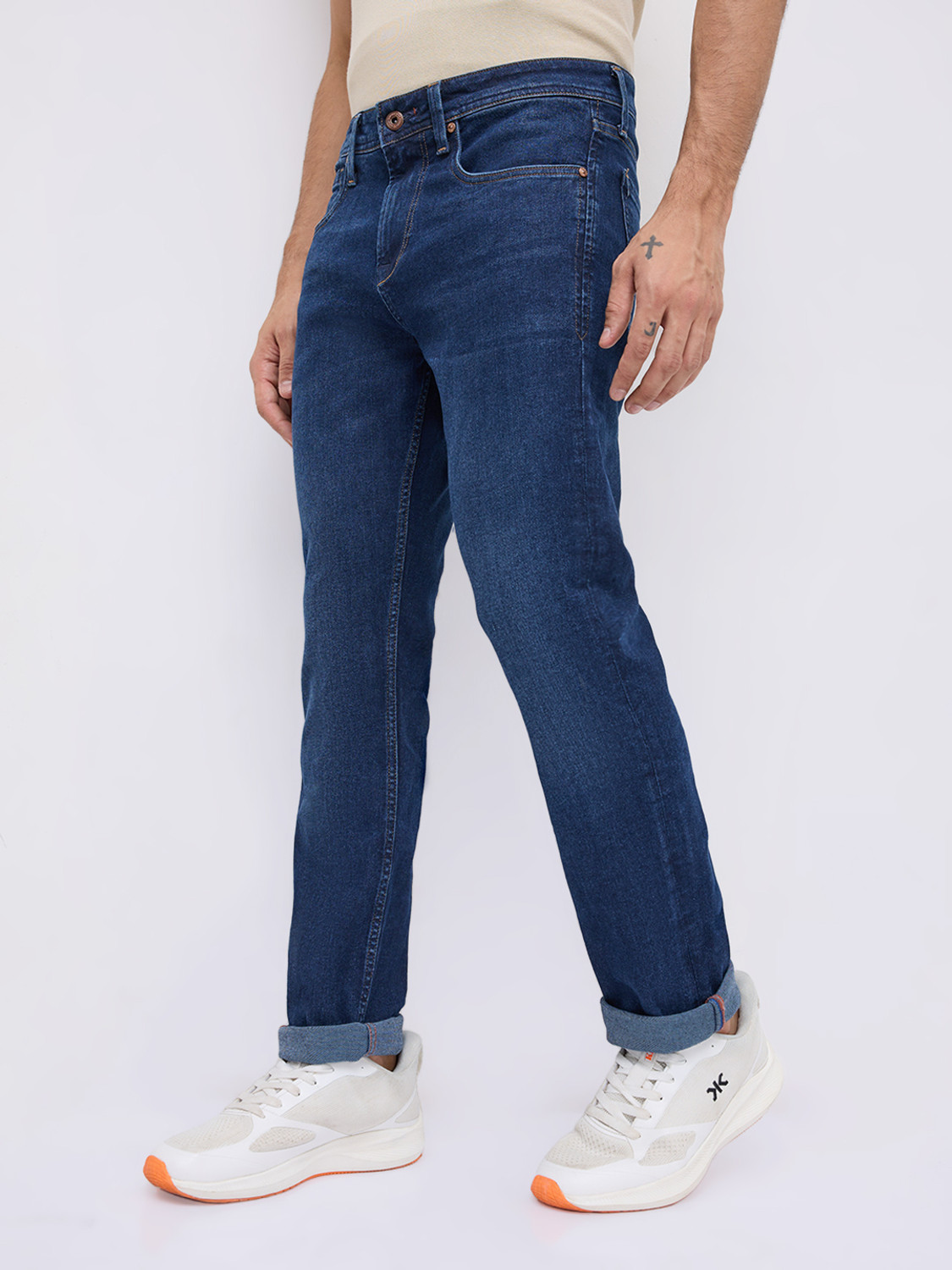 Image of KILLER Men Slim Mid Rise Dark Blue Jeans