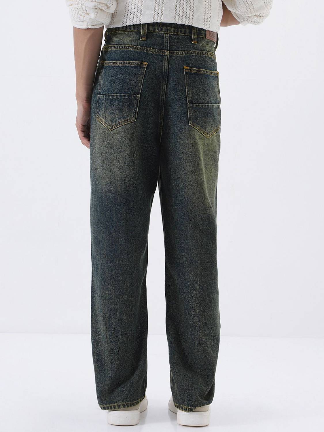 Urbano Men Dark Green Loose Fit Jeans - Image 3