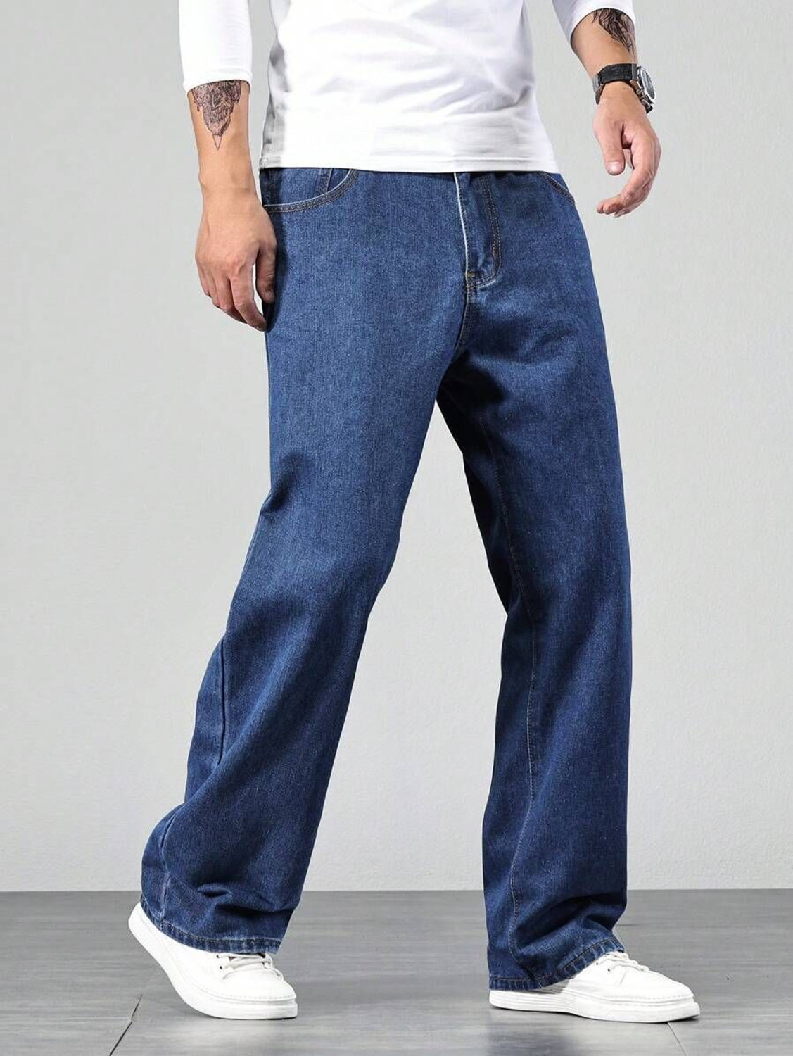 Image of DENIM LOOK Loose Fit Men Dark Blue Jeans