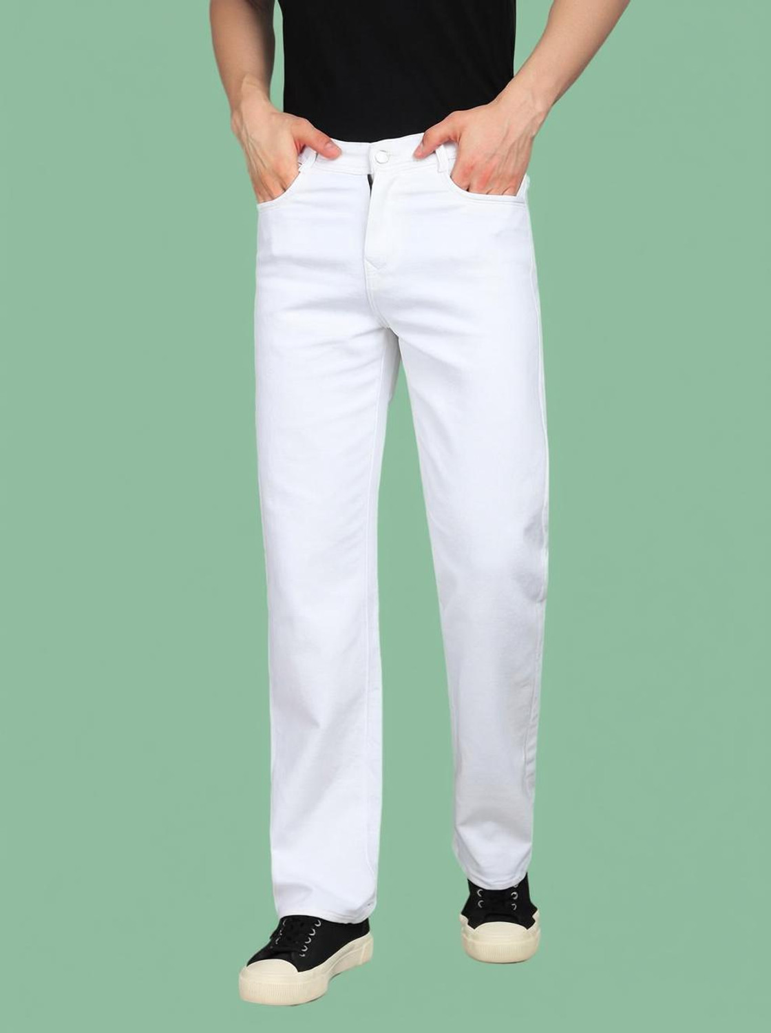 Image of METRONAUT Straight Fit Men White Jeans
