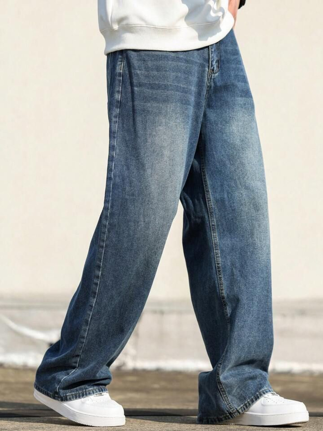 Image of STEPLE DENIMS Loose Fit Men Blue Jeans