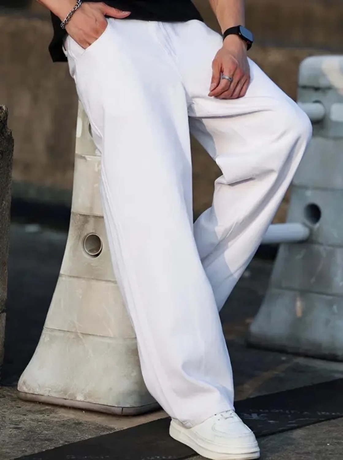 Image of CABRRR Straight Fit Men White Jeans