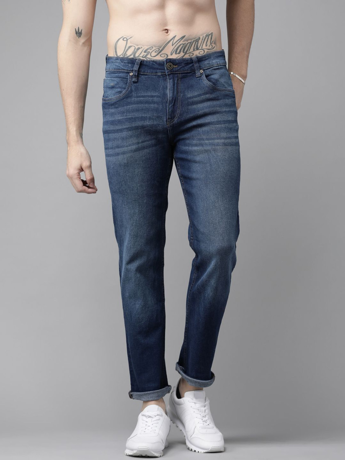 Image of Roadster Tapered Fit Men Blue Jeans
