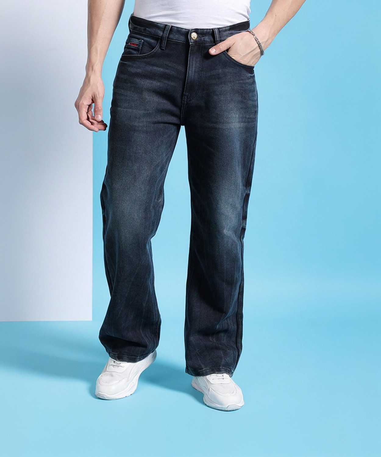 Image of The Indian Garage Co. Loose Fit Men Blue Jeans