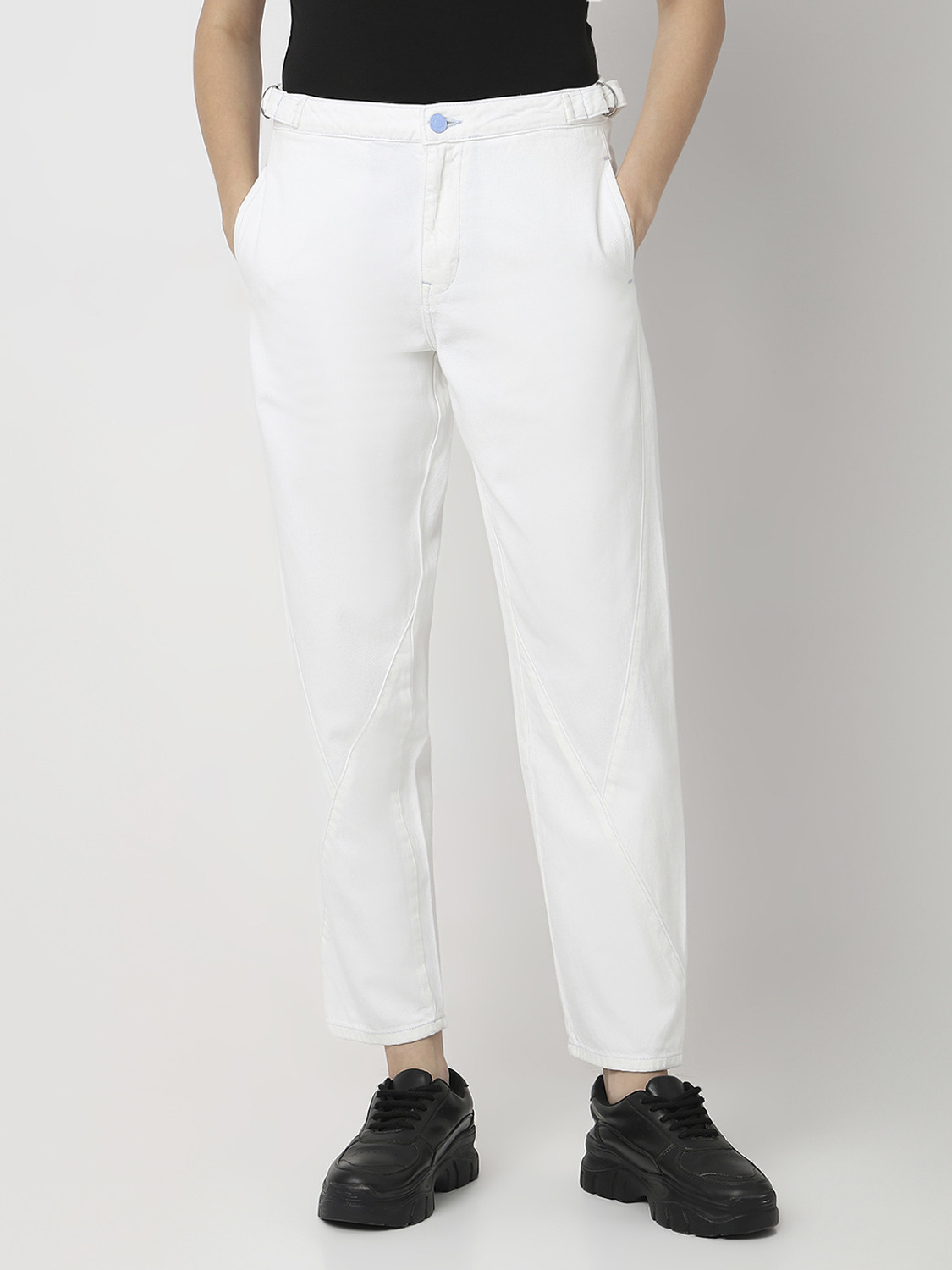 Image of Spykar Relaxed Fit Women White Jeans