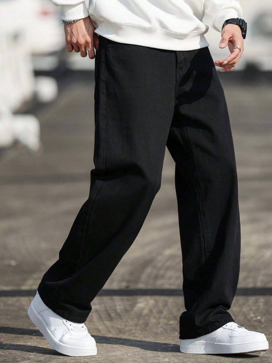 Image of DENIM LOOK Loose Fit Men Black Jeans