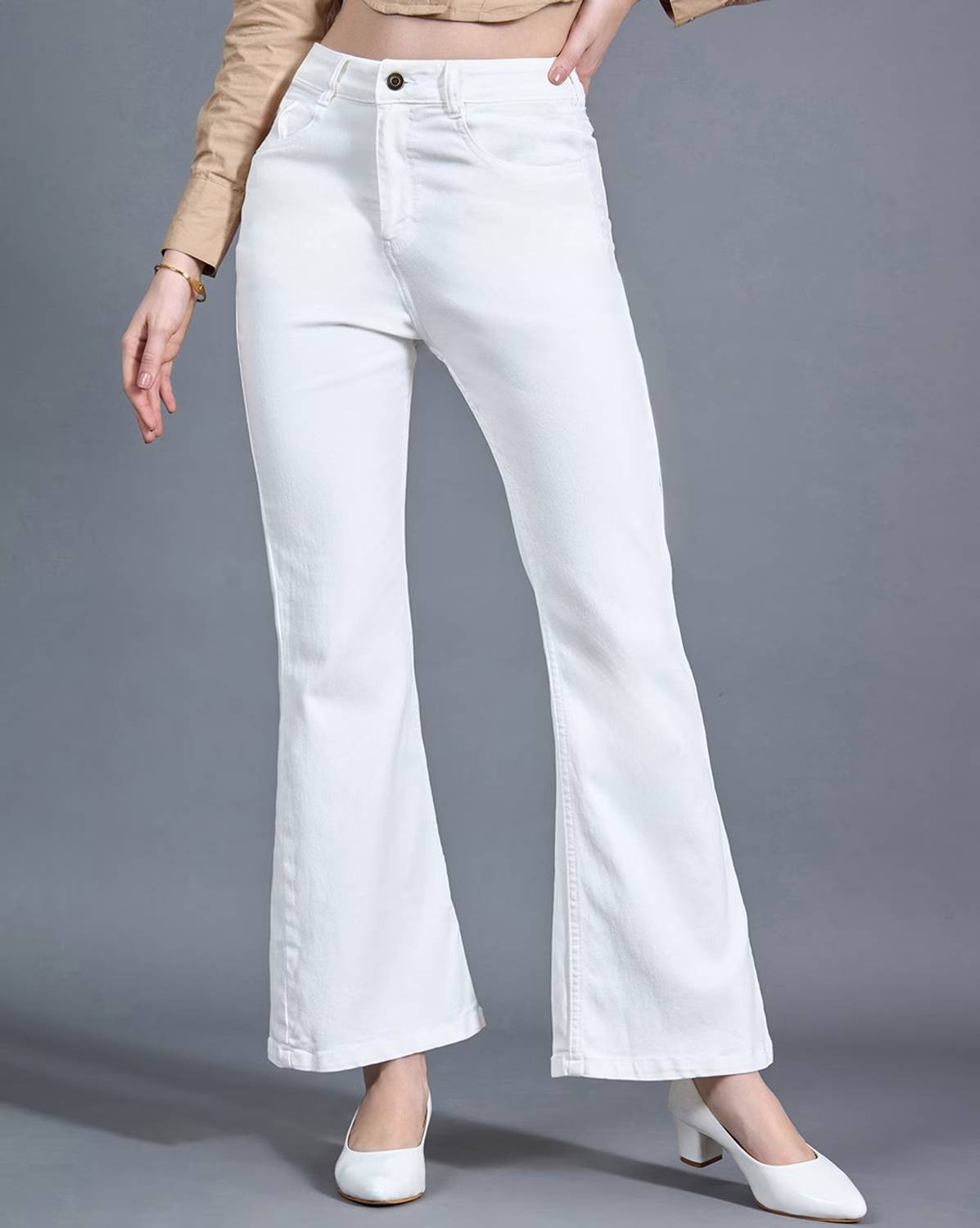 ADBUCKS Boot-Leg Women White Jeans