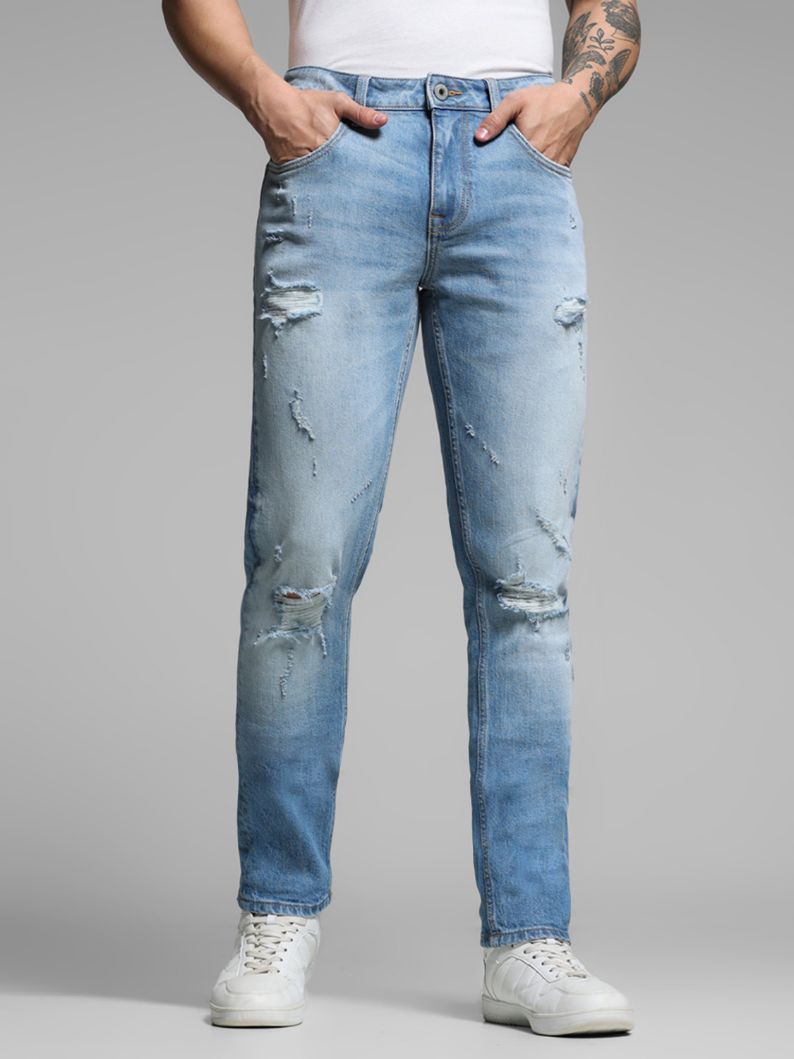 Image of JACK & JONES Slim Men Light Blue Jeans