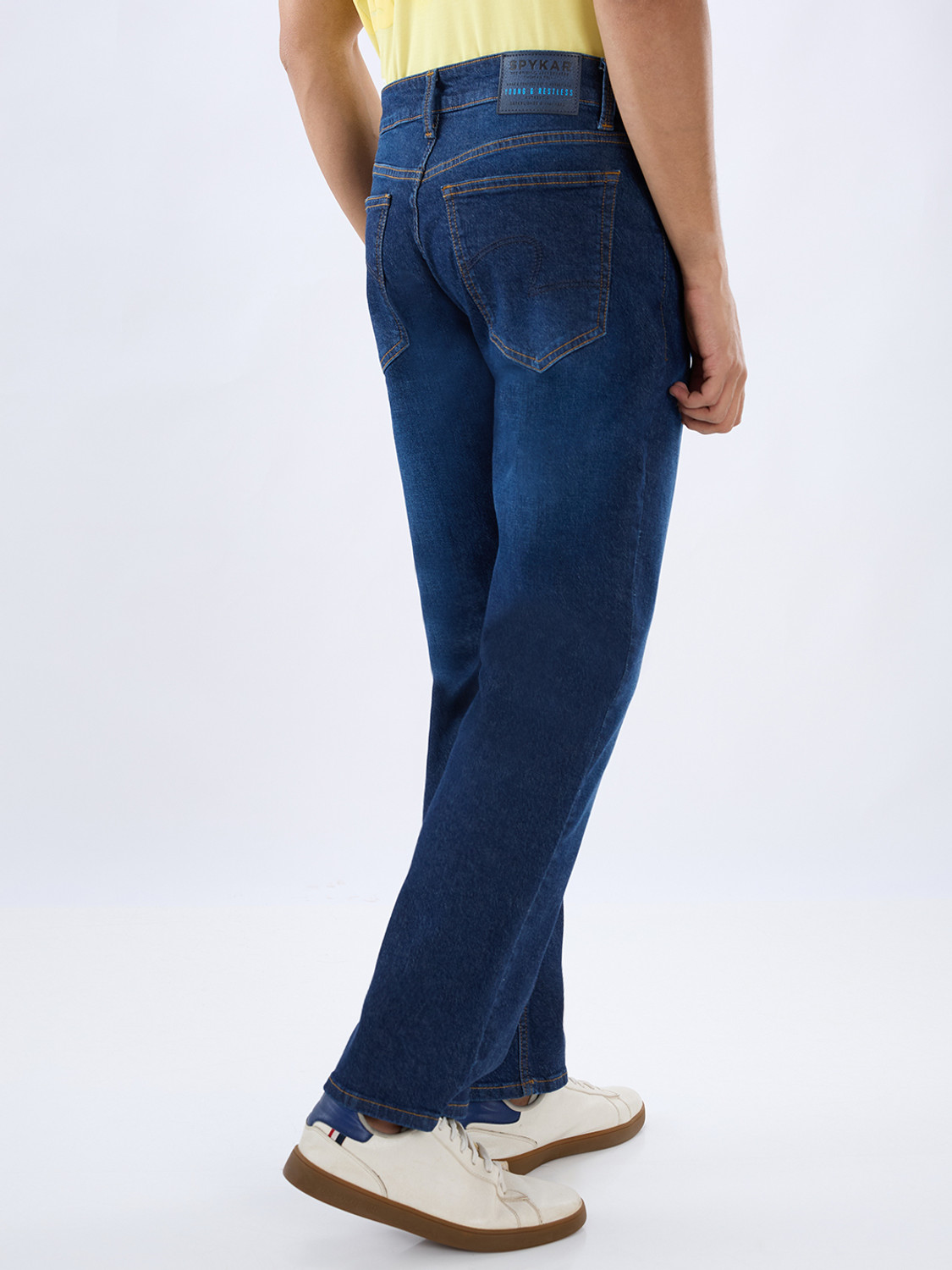 Image of Spykar Relaxed Fit Men Dark Blue Jeans