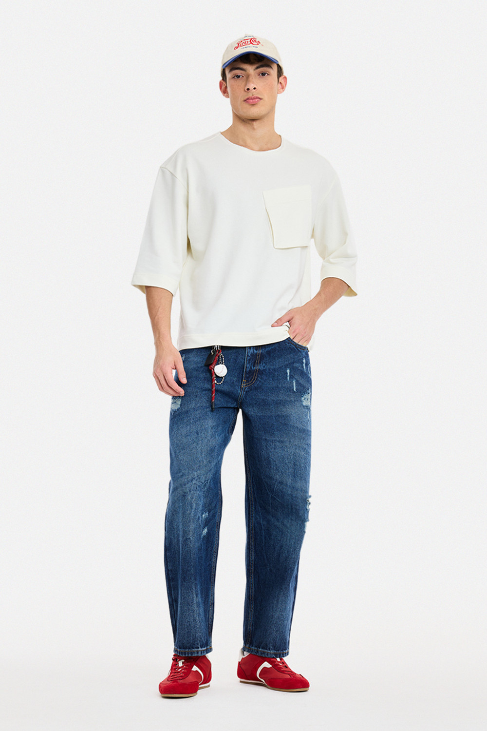 Image of Snitch Baggy Fit Men Dark Blue Jeans