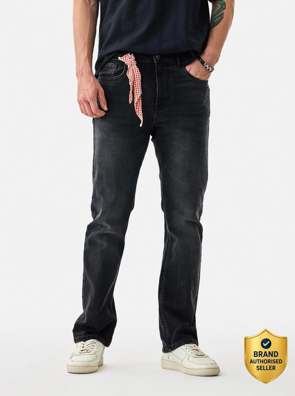 Image of Snitch Straight Fit Men Dark Grey Jeans