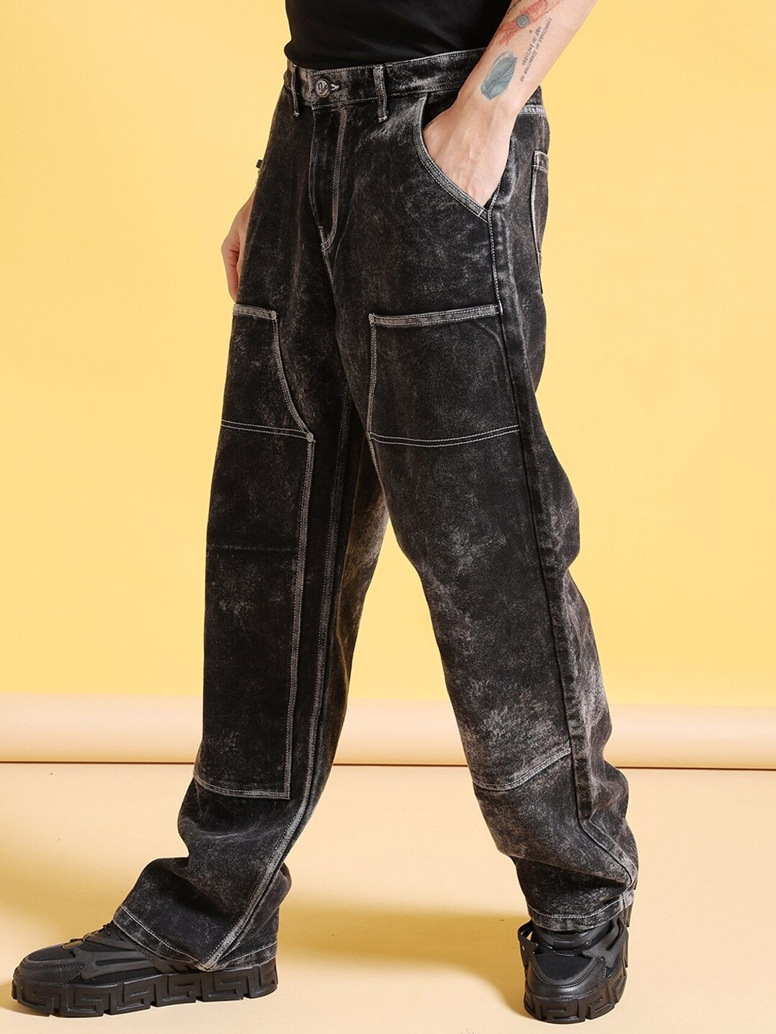 Image of The Indian Garage Co. Regular Men Black Jeans