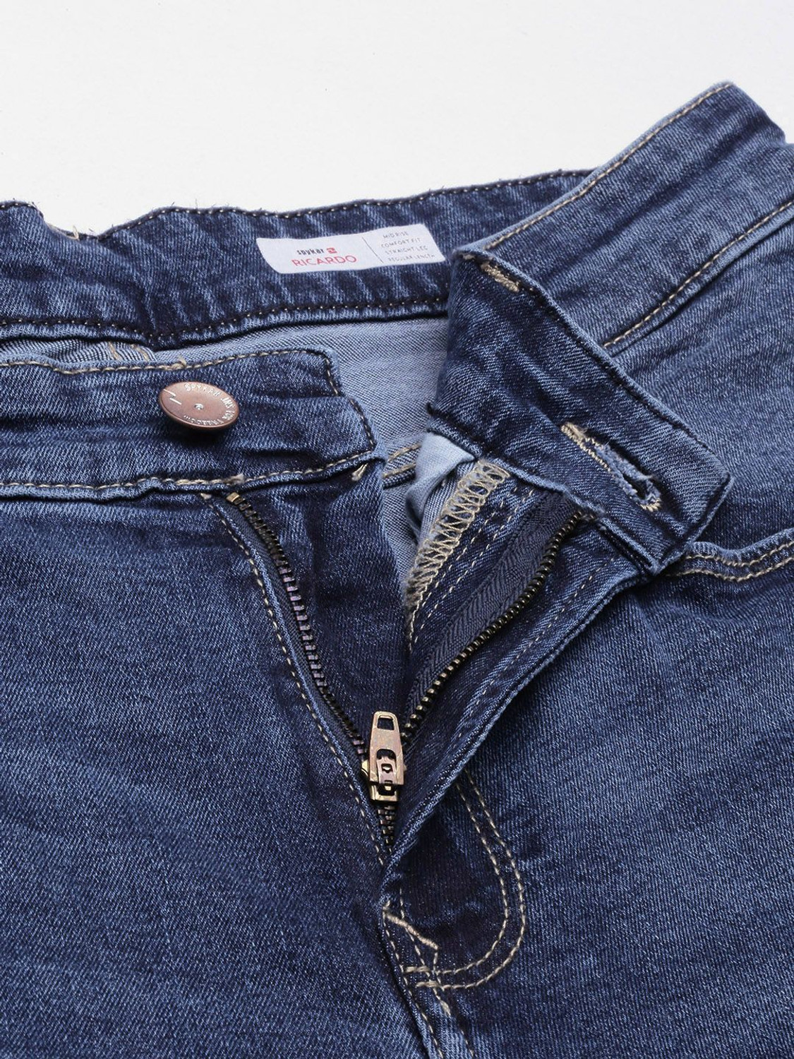 Image of Spykar Straight Fit Men Dark Blue Jeans