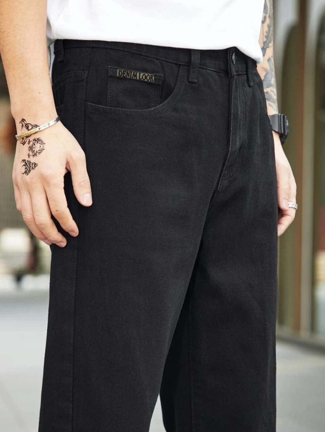 Image of DARK BIRD Straight Fit Men Black Jeans