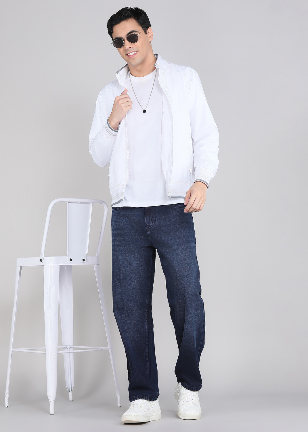 Image of WROGN Men Loose Fit Mid Rise Blue Jeans