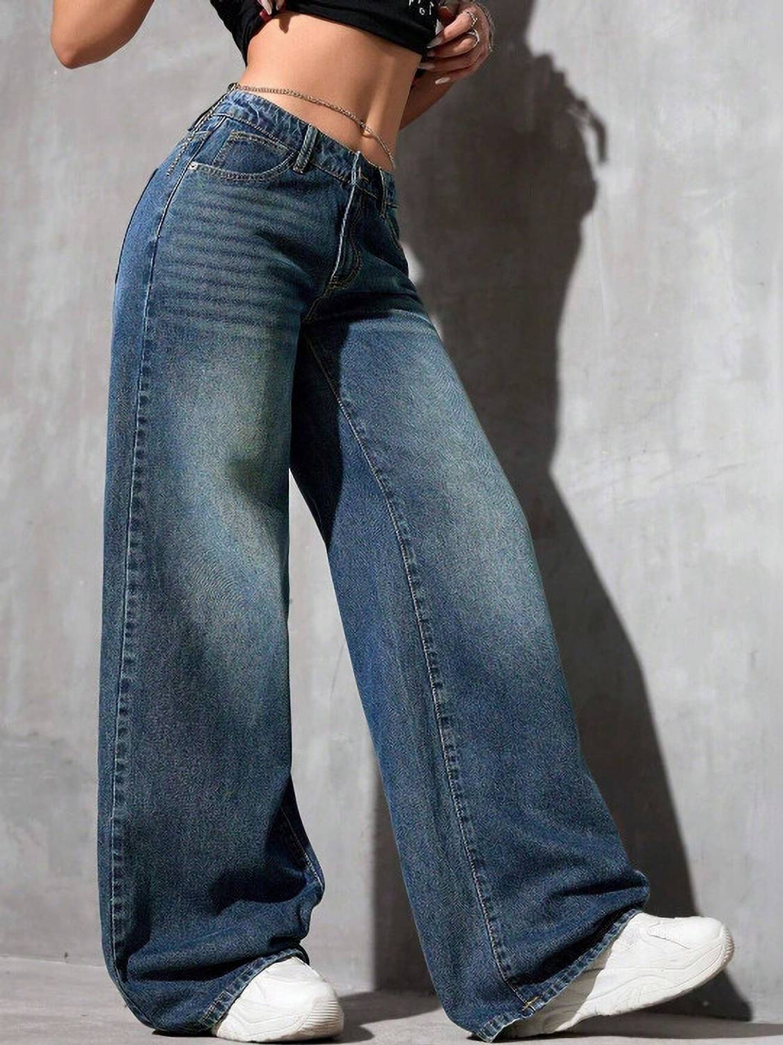 TYFFYN Wide Leg Blue Jeans for Women - Image 3