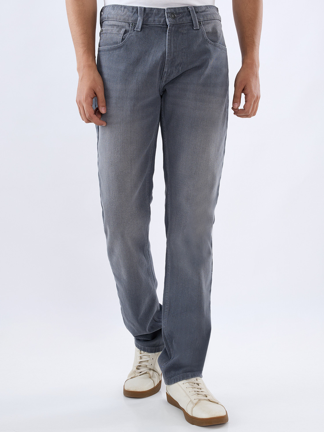 Image of Spykar Regular Men Grey Jeans