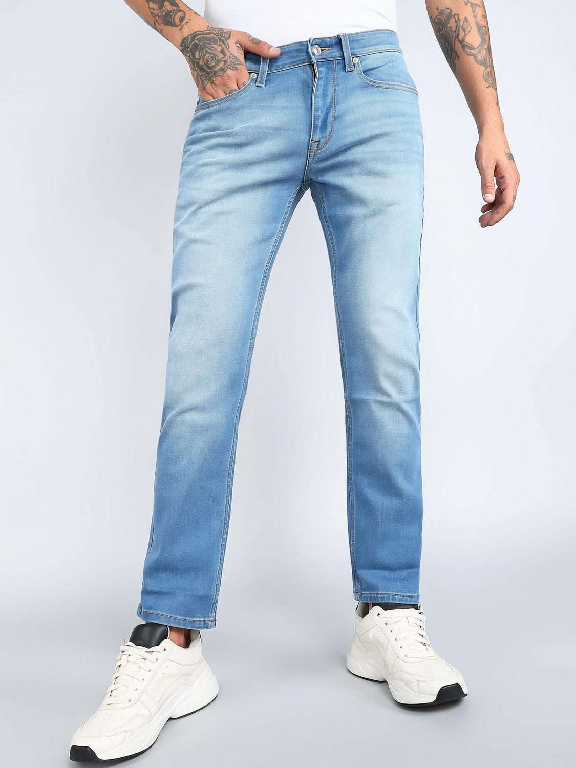 Image of FLYING MACHINE Straight Fit Men Blue Jeans