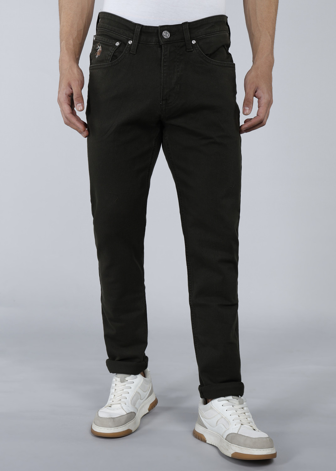 Image of U.S. Polo Assn. Denim Co. Men Tapered Fit Mid Rise Light Green Jeans