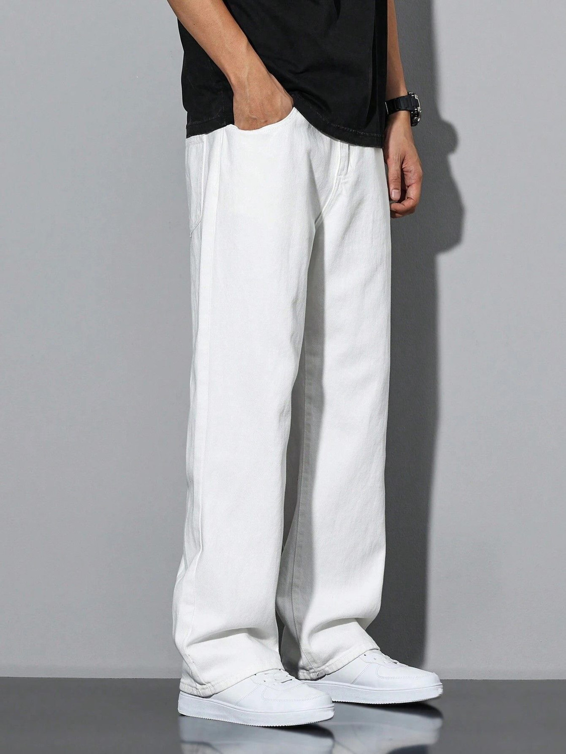 Image of Denim Life Loose Fit Men White Jeans
