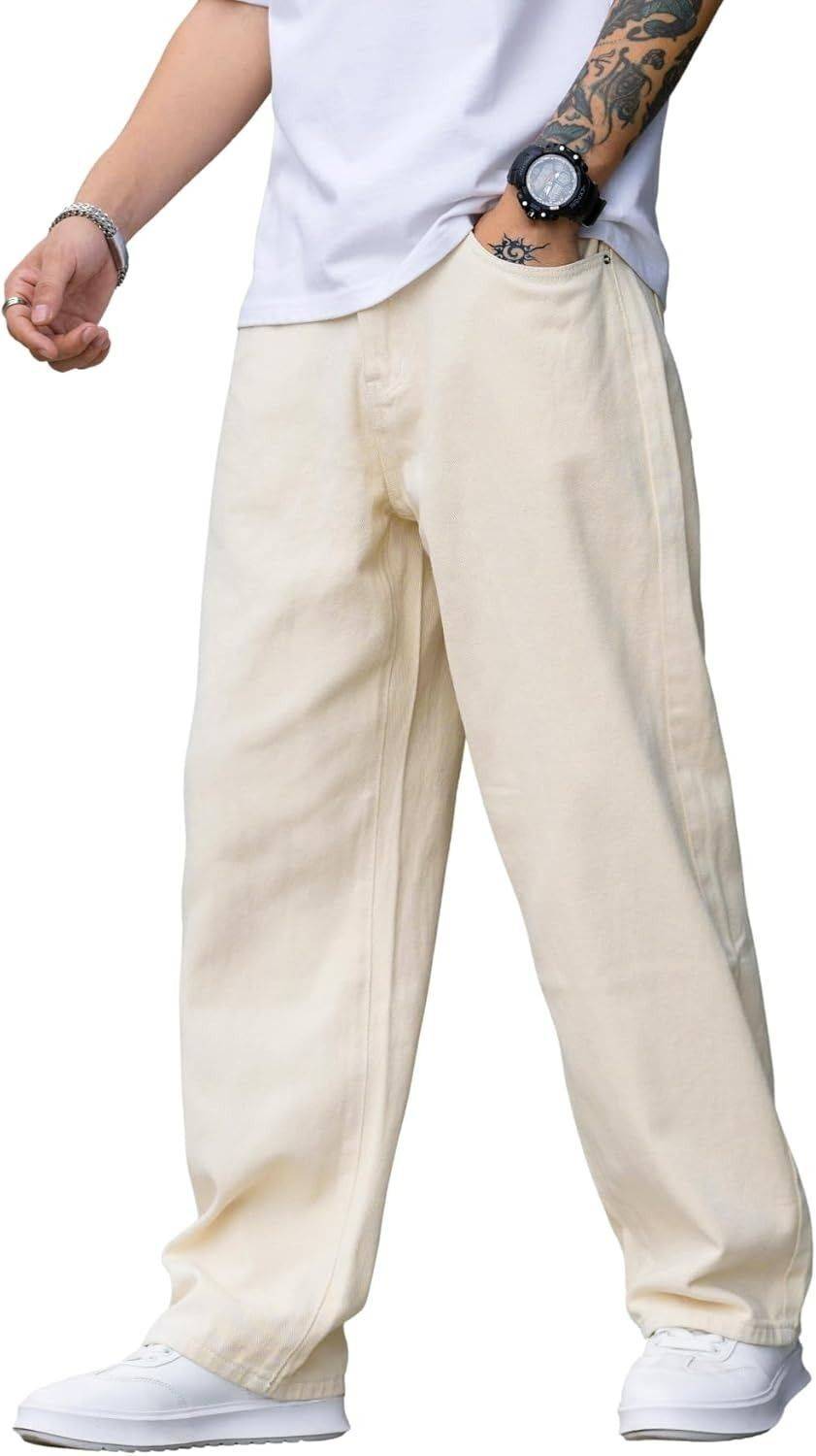 PERISFASHION Loose Fit Men Beige Jeans