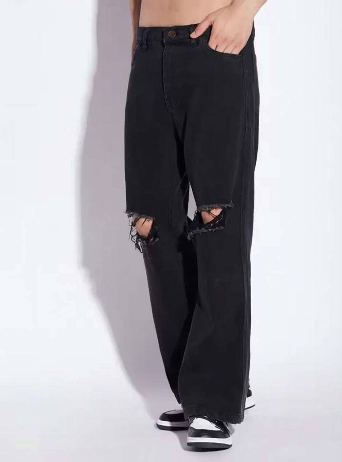 Image of comfits Loose Fit Men Black Jeans