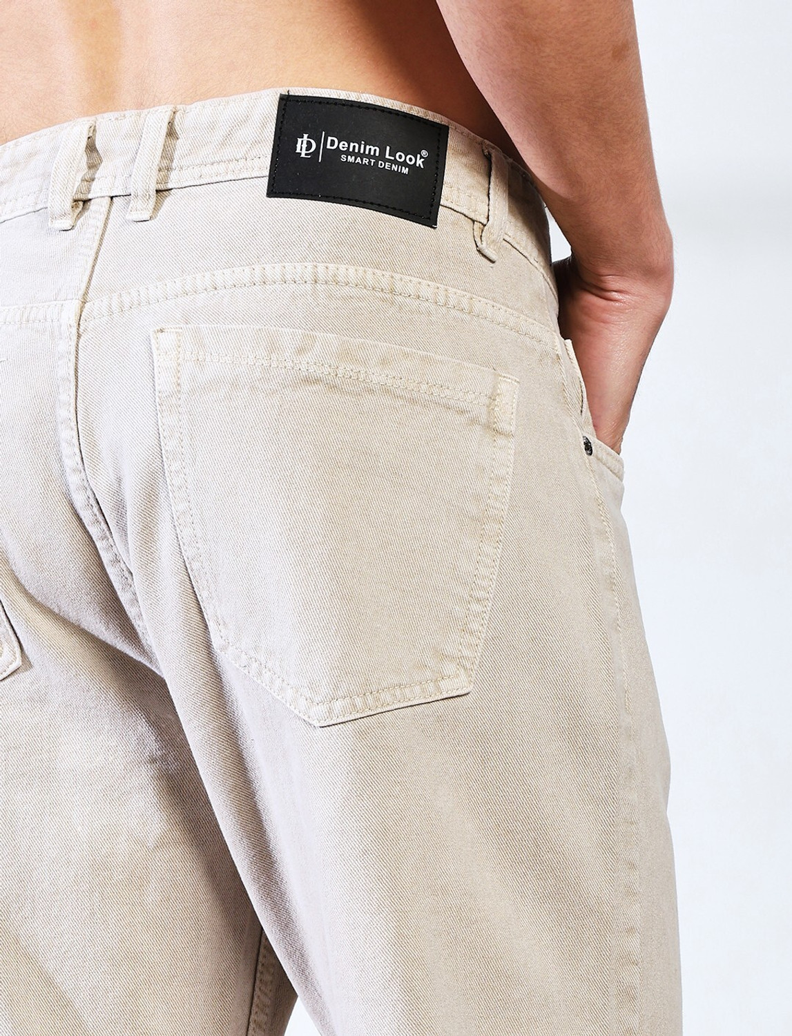 Image of DENIM LOOK Straight Fit Men Beige Jeans