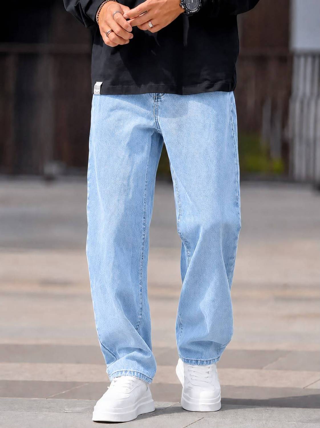 7 CUTS Loose Fit Men Light Blue Jeans - Image 1