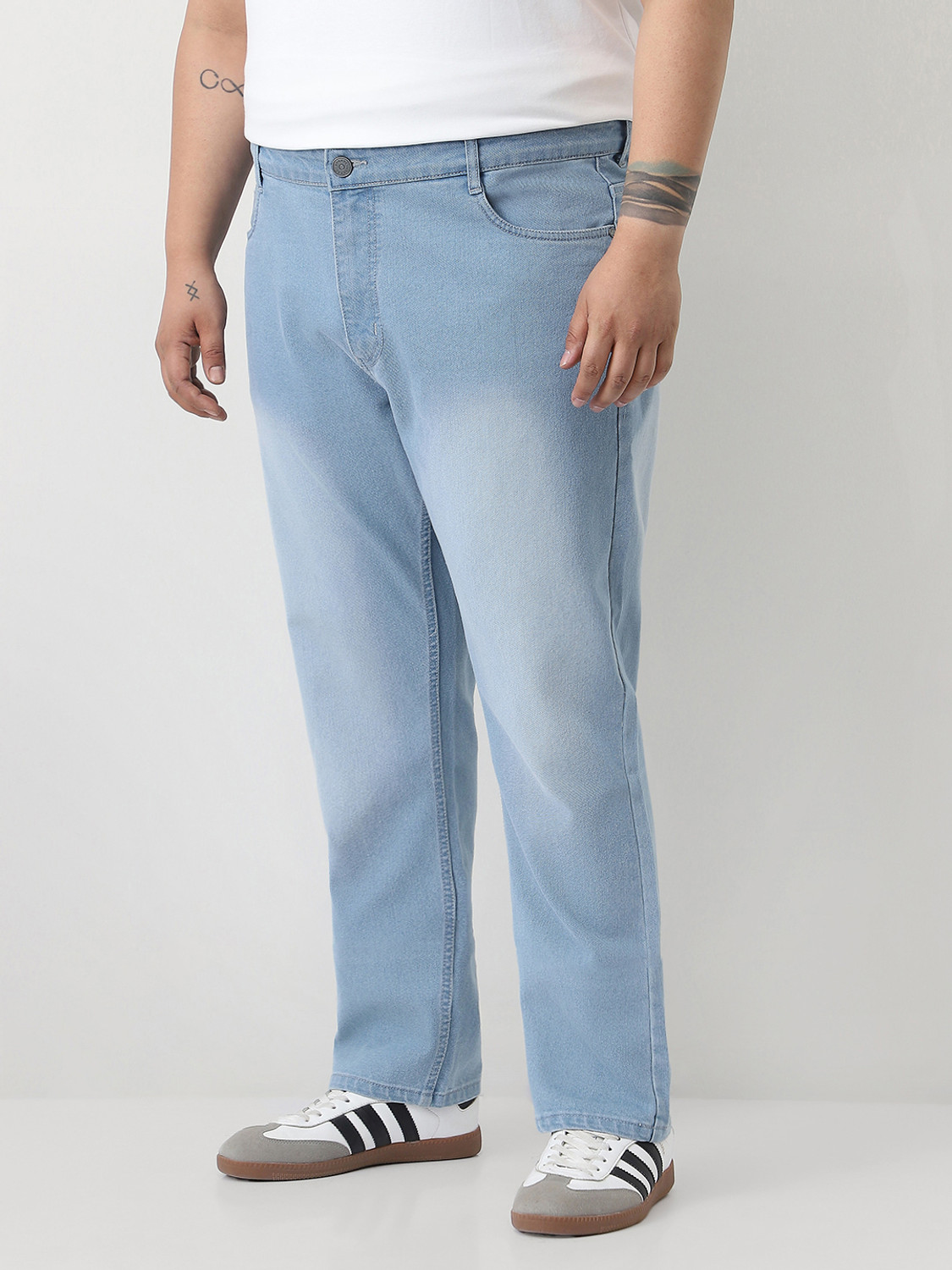 Image of Urbano Plus Straight Fit Men Light Blue Jeans