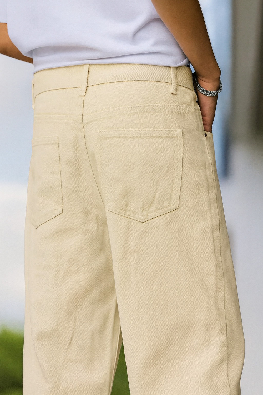 Image of Denim Hawk Loose Fit Men Beige Jeans