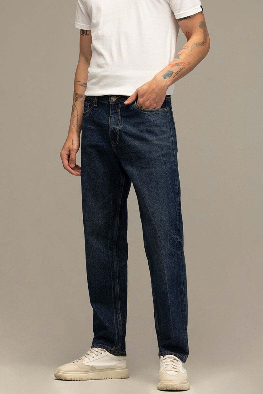 Image of Snitch Relaxed Fit Men Dark Blue Jeans