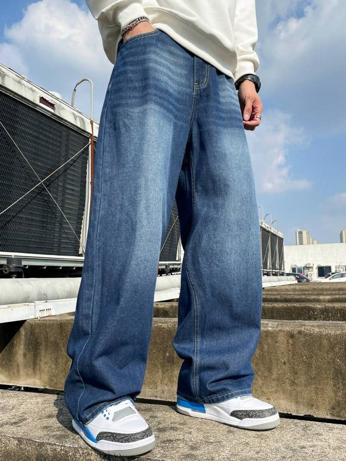 Image of YAMEET Straight Fit Men Blue Jeans