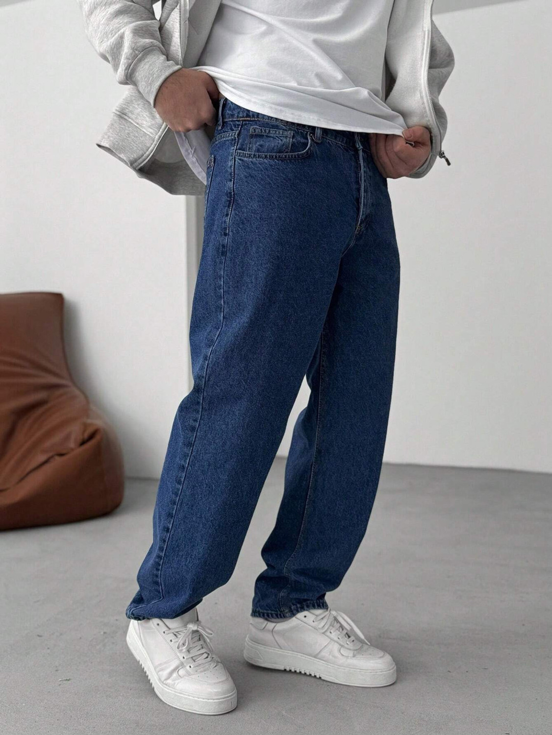 Image of HouseOfCommon Straight Fit Men Dark Blue Jeans