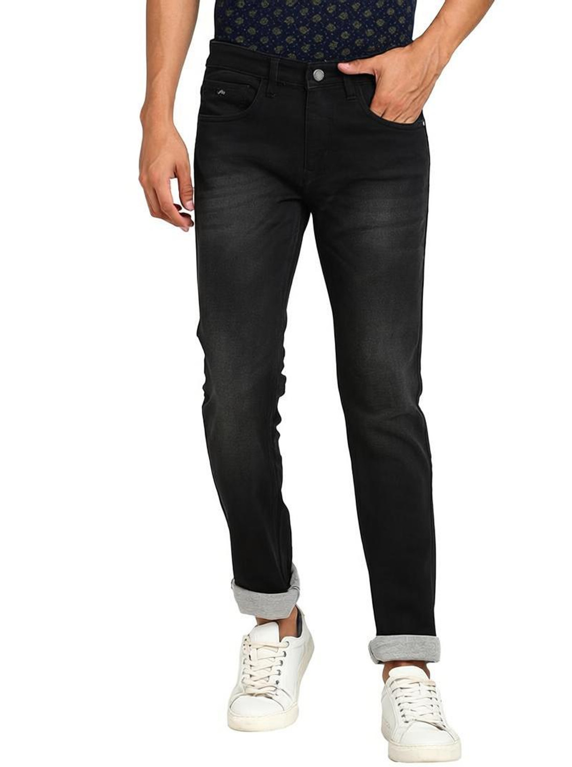 TURTLE Tapered Fit Men Black Jeans