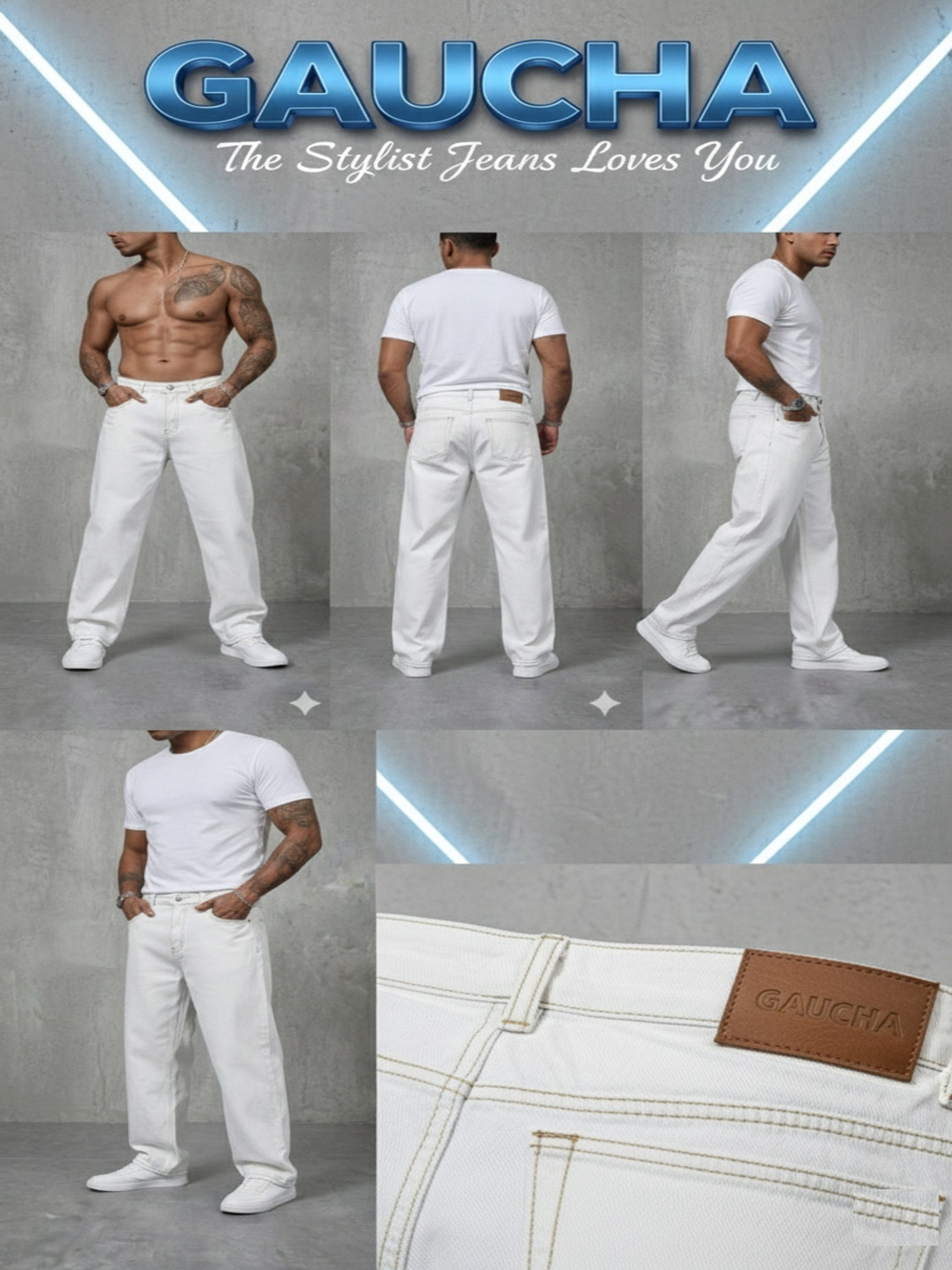 Image of Gaucha Loose Fit Men White Jeans