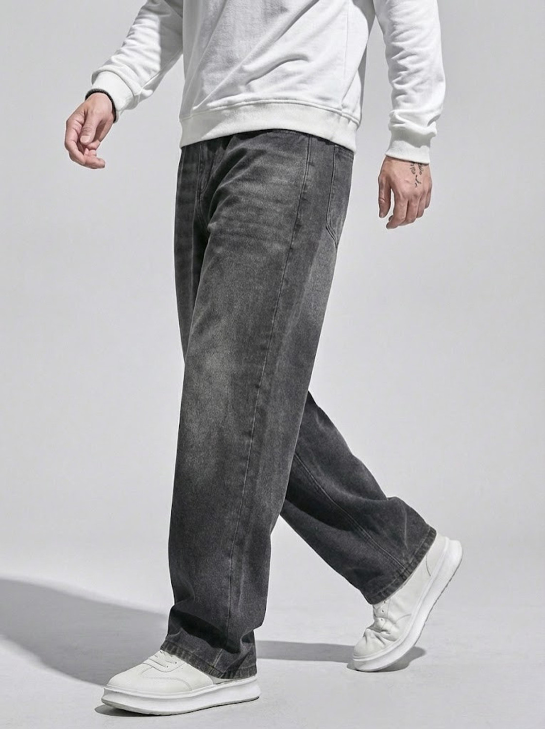 Image of Pokie Loose Fit Men Dark Grey Jeans