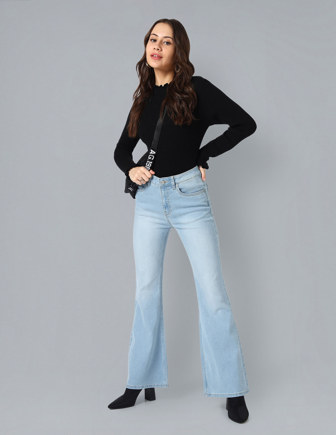 Image of FLYING MACHINE Flared Women Blue Jeans