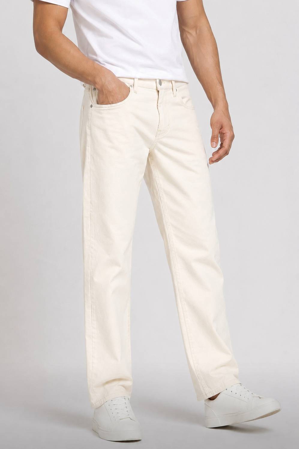 RileyRush Men White Boot-Leg Jeans