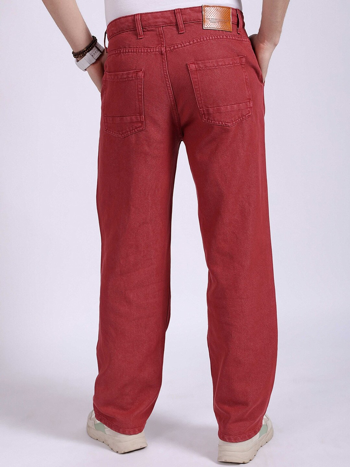 Image of The Indian Garage Co. Loose Fit Men Red Jeans