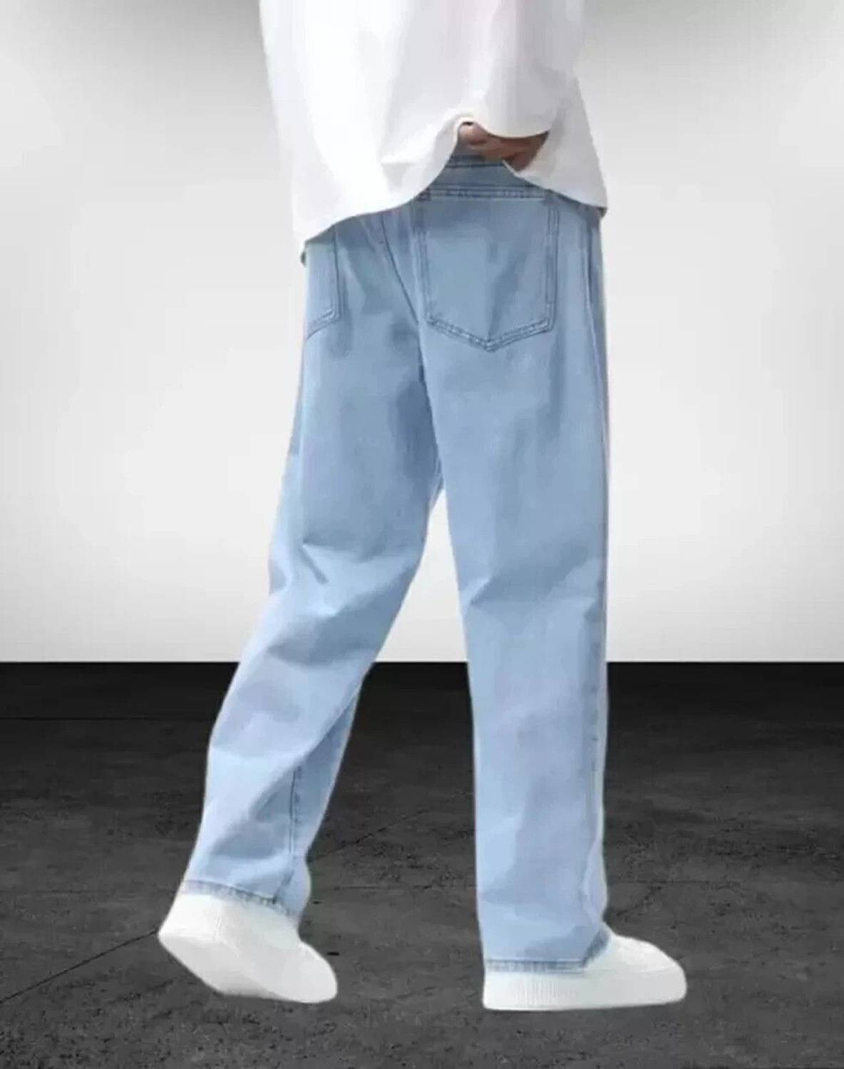 MEIXN Loose Fit Men Light Blue Jeans - Image 2