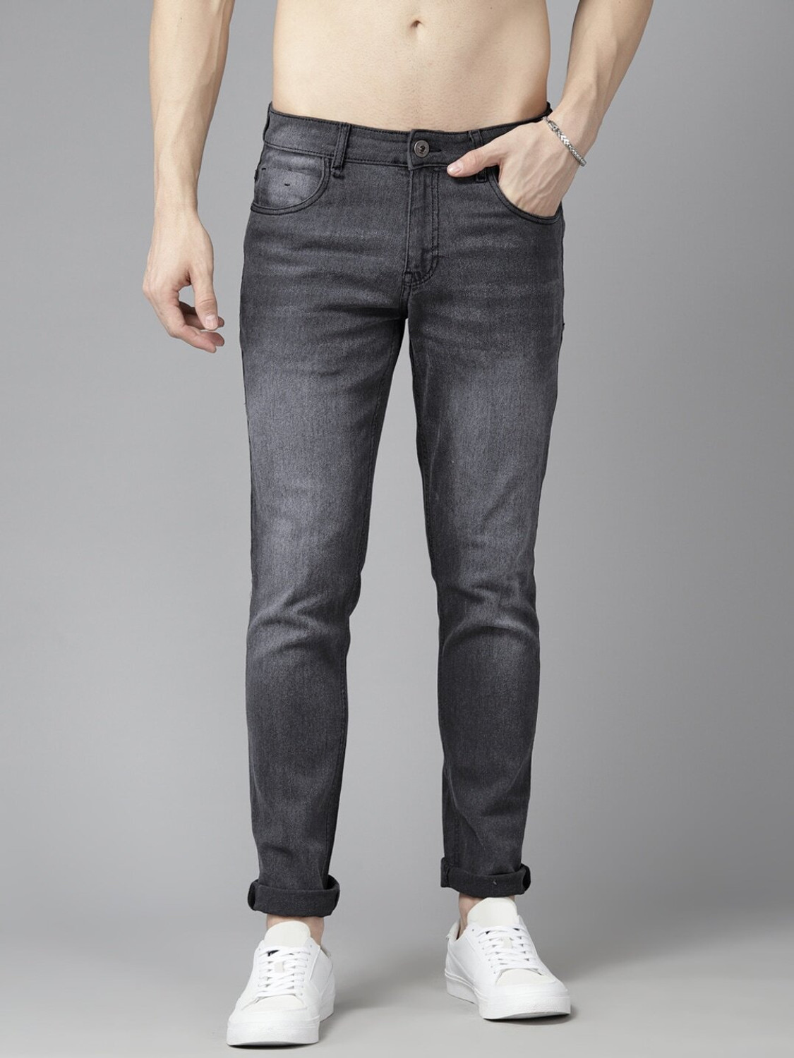 Image of Roadster Tapered Fit Men Black Jeans