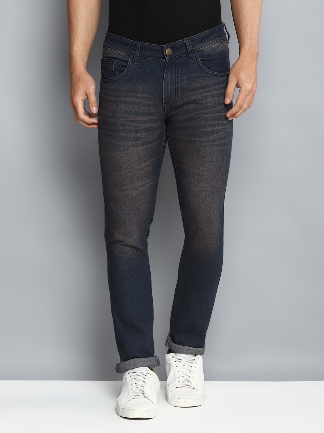 Image of Allen Cooper Slim Men Dark Blue Jeans